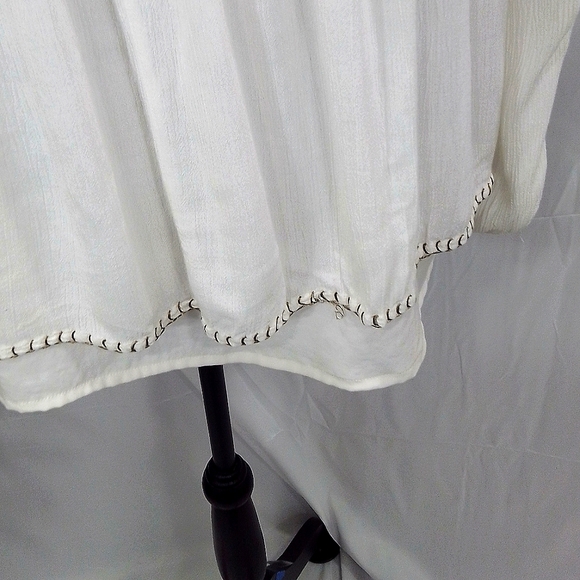 Forever 21 Off White/Gold Long Sleeve Crinkle BoHo Style Top - Picture 10 of 12